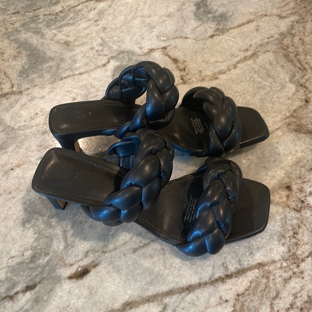 H&M Black Braided 2 Strap Heels size EU 38